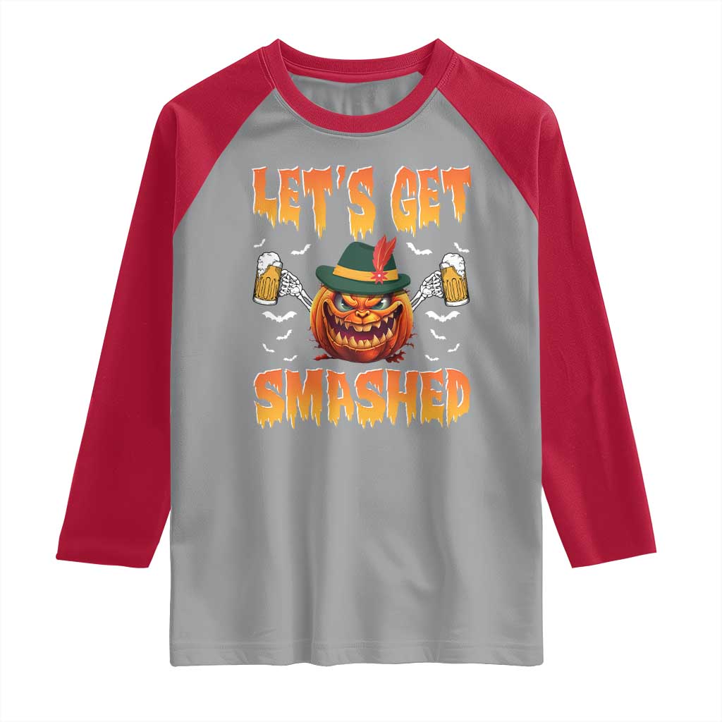 Funny Let's Get Smashed Raglan Shirt Oktoberfest Pumpkin Beer Tyrolean Hat - Wonder Print Shop