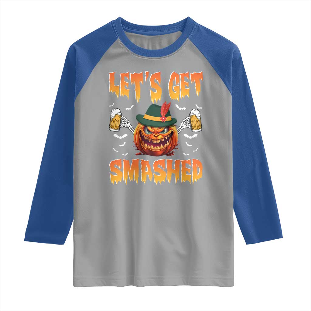 Funny Let's Get Smashed Raglan Shirt Oktoberfest Pumpkin Beer Tyrolean Hat - Wonder Print Shop
