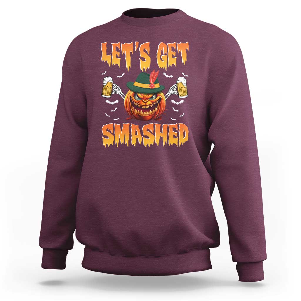 Funny Let's Get Smashed Sweatshirt Oktoberfest Pumpkin Beer Tyrolean Hat - Wonder Print Shop