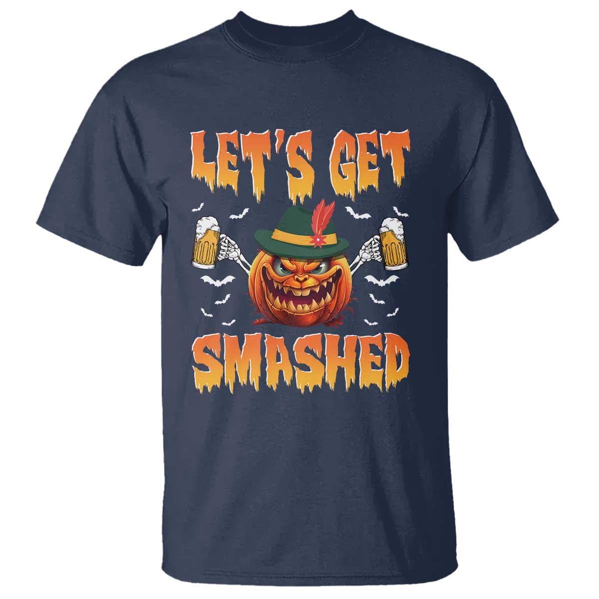 Funny Let's Get Smashed T Shirt Oktoberfest Pumpkin Beer Tyrolean Hat - Wonder Print Shop