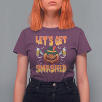 Funny Let's Get Smashed T Shirt For Women Oktoberfest Pumpkin Beer Tyrolean Hat - Wonder Print Shop