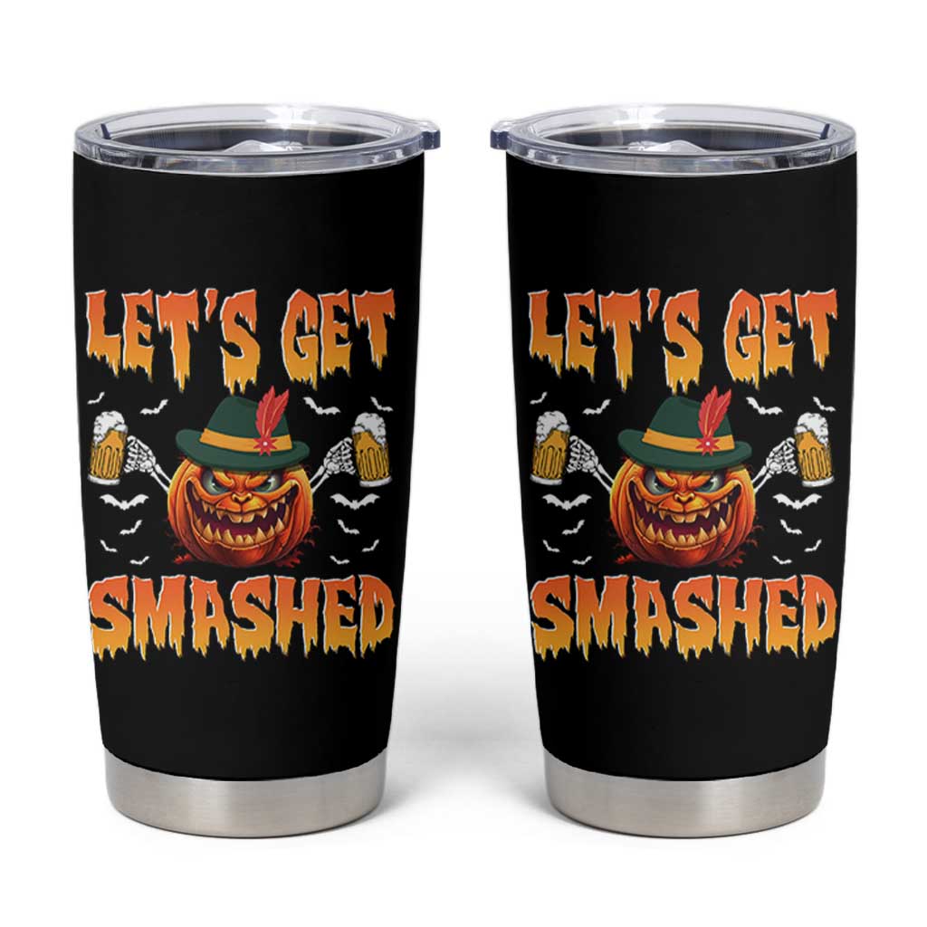 Funny Let's Get Smashed Tumbler Cup Oktoberfest Pumpkin Beer Tyrolean Hat - Wonder Print Shop