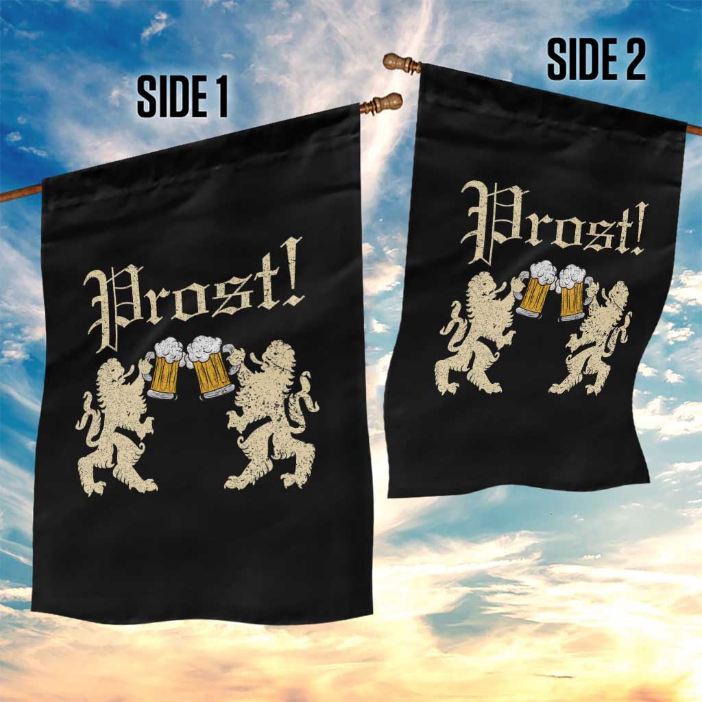 German Prost Garden Flag Lion Cheers Beer Drinking Oktoberfest - Wonder Print Shop