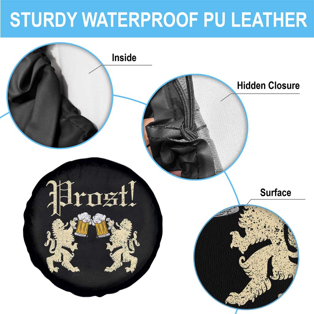 German Prost Spare Tire Cover Lion Cheers Beer Drinking Oktoberfest - Wonder Print Shop