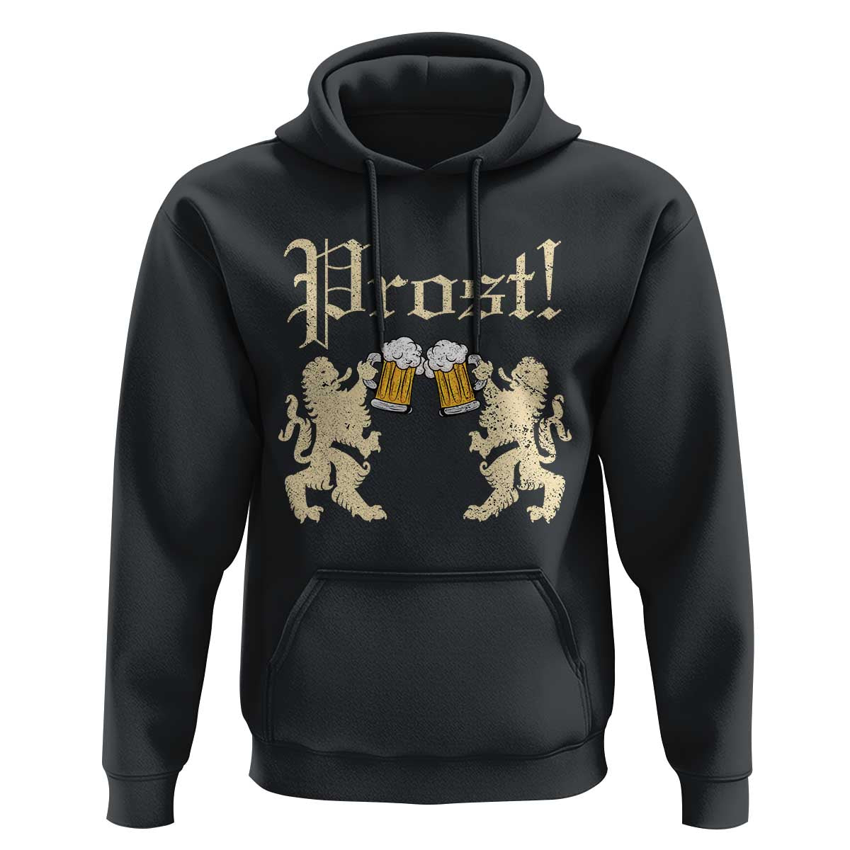 German Prost Hoodie Lion Cheers Beer Drinking Oktoberfest - Wonder Print Shop