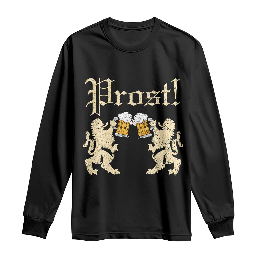 German Prost Long Sleeve Shirt Lion Cheers Beer Drinking Oktoberfest - Wonder Print Shop