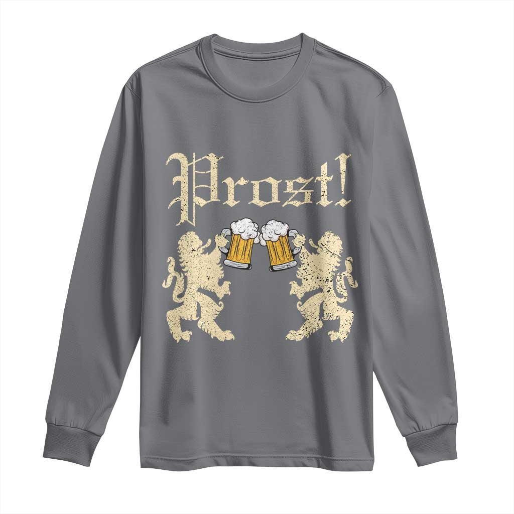 German Prost Long Sleeve Shirt Lion Cheers Beer Drinking Oktoberfest - Wonder Print Shop