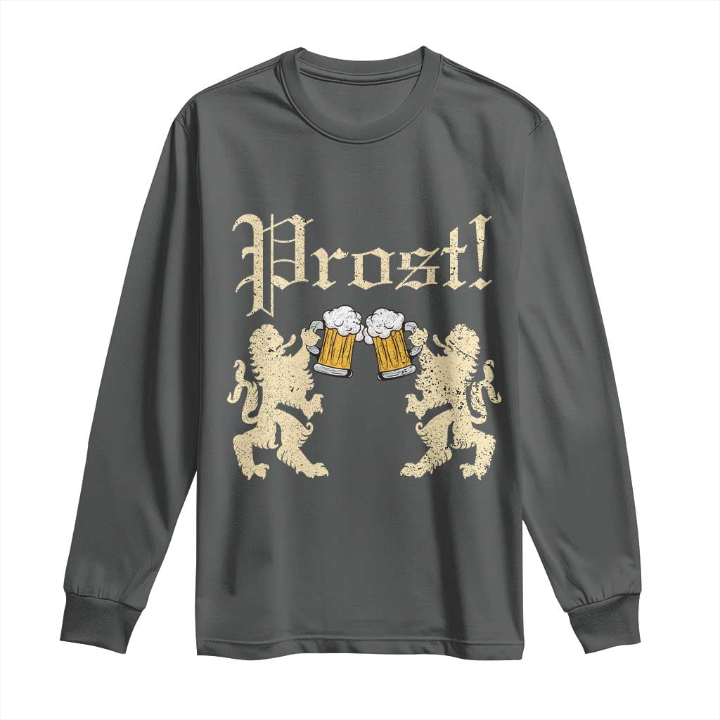 German Prost Long Sleeve Shirt Lion Cheers Beer Drinking Oktoberfest - Wonder Print Shop