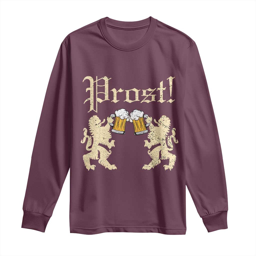 German Prost Long Sleeve Shirt Lion Cheers Beer Drinking Oktoberfest - Wonder Print Shop