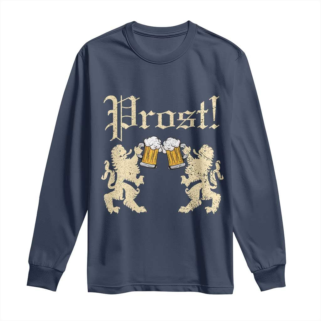 German Prost Long Sleeve Shirt Lion Cheers Beer Drinking Oktoberfest - Wonder Print Shop