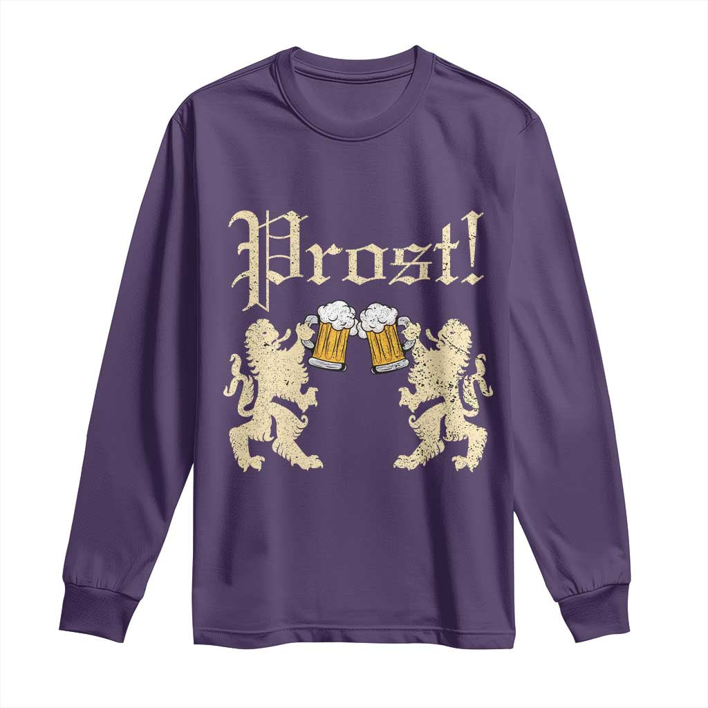 German Prost Long Sleeve Shirt Lion Cheers Beer Drinking Oktoberfest - Wonder Print Shop