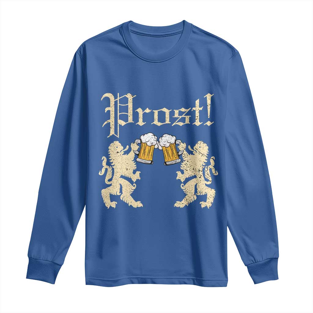 German Prost Long Sleeve Shirt Lion Cheers Beer Drinking Oktoberfest - Wonder Print Shop
