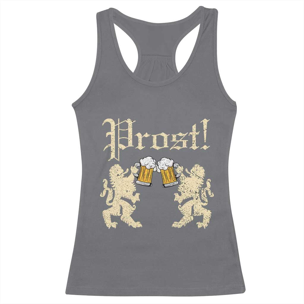 German Prost Racerback Tank Top Lion Cheers Beer Drinking Oktoberfest - Wonder Print Shop