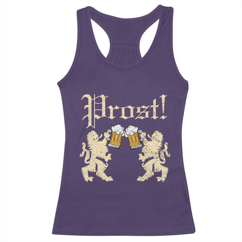 German Prost Racerback Tank Top Lion Cheers Beer Drinking Oktoberfest - Wonder Print Shop