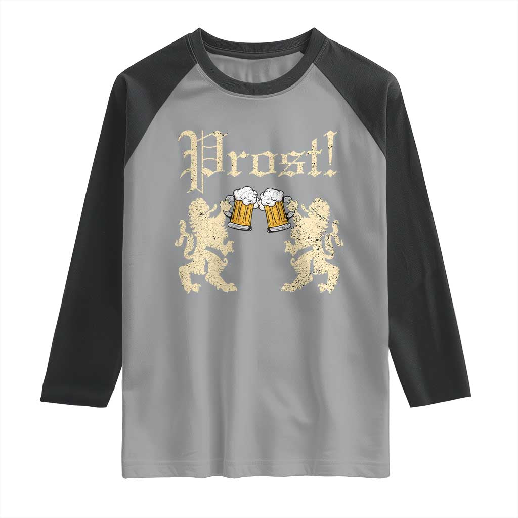 German Prost Raglan Shirt Lion Cheers Beer Drinking Oktoberfest - Wonder Print Shop