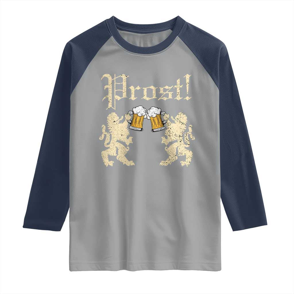 German Prost Raglan Shirt Lion Cheers Beer Drinking Oktoberfest - Wonder Print Shop