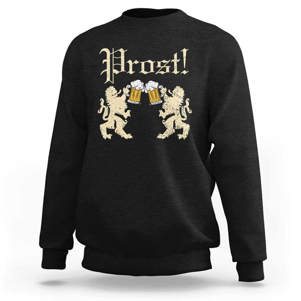 German Prost Sweatshirt Lion Cheers Beer Drinking Oktoberfest - Wonder Print Shop
