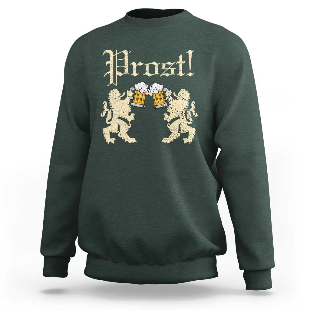 German Prost Sweatshirt Lion Cheers Beer Drinking Oktoberfest - Wonder Print Shop
