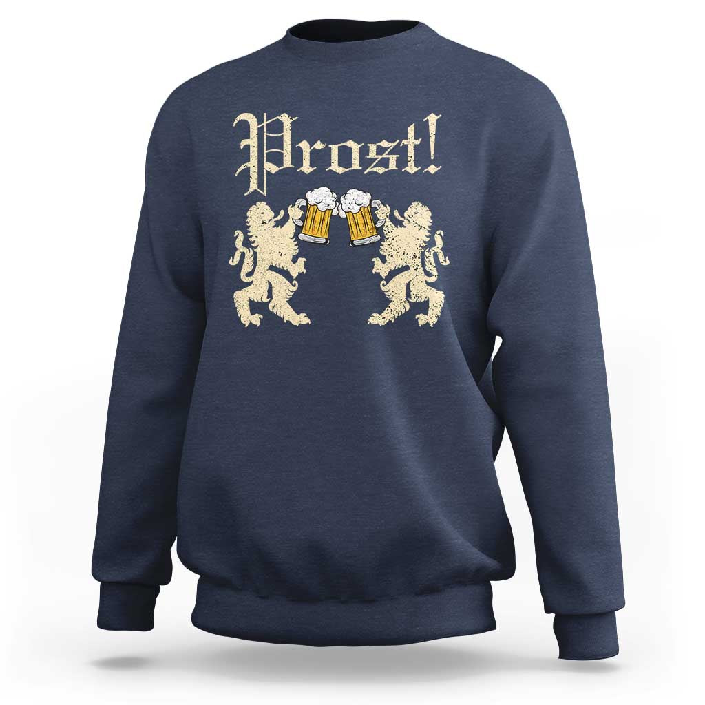 German Prost Sweatshirt Lion Cheers Beer Drinking Oktoberfest - Wonder Print Shop