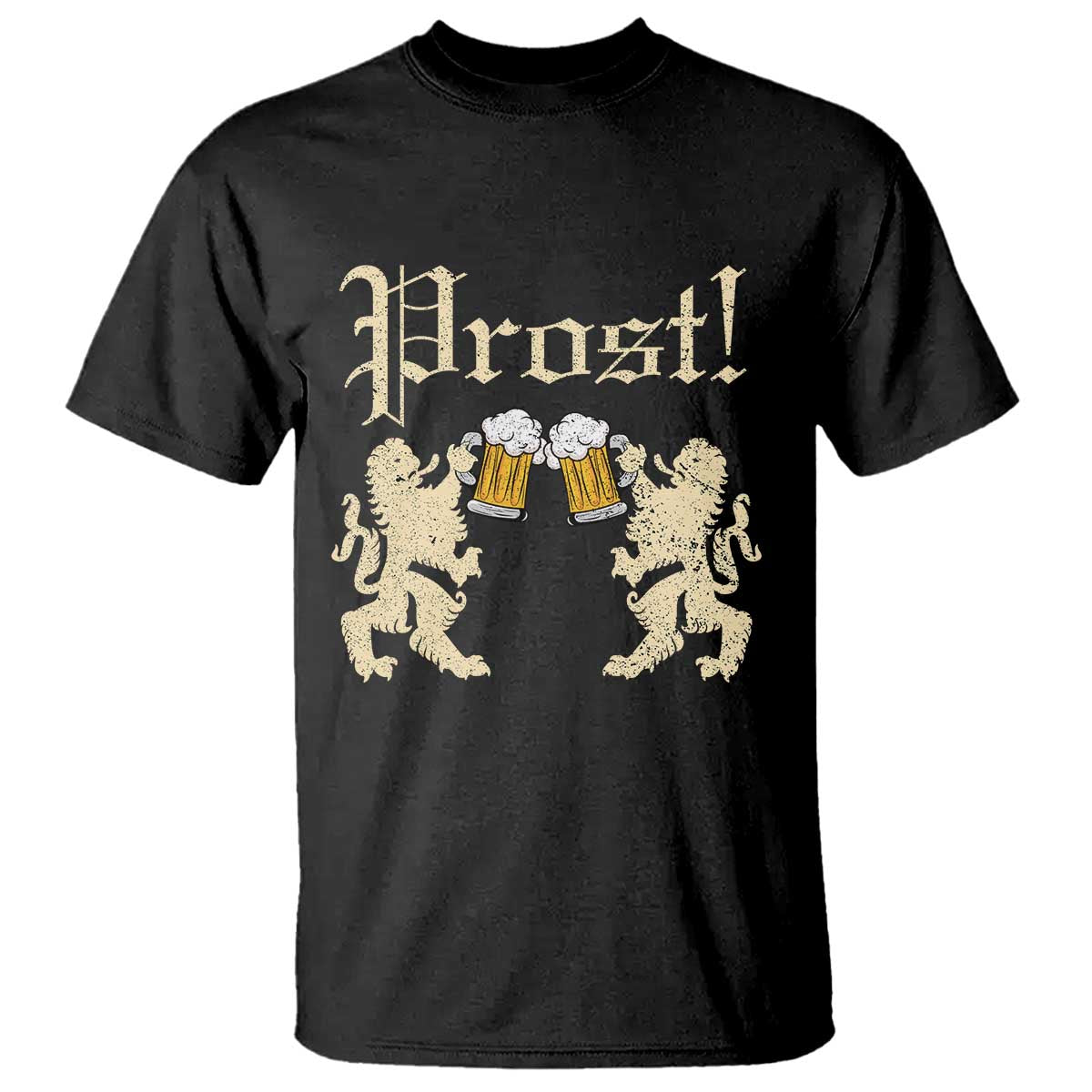 German Prost T Shirt Lion Cheers Beer Drinking Oktoberfest - Wonder Print Shop