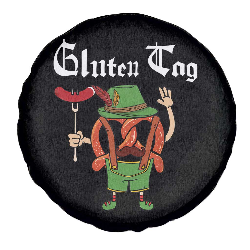 Funny Pretzel Spare Tire Cover Guten Tag Lederhosen Bratwurst Oktoberfest - Wonder Print Shop