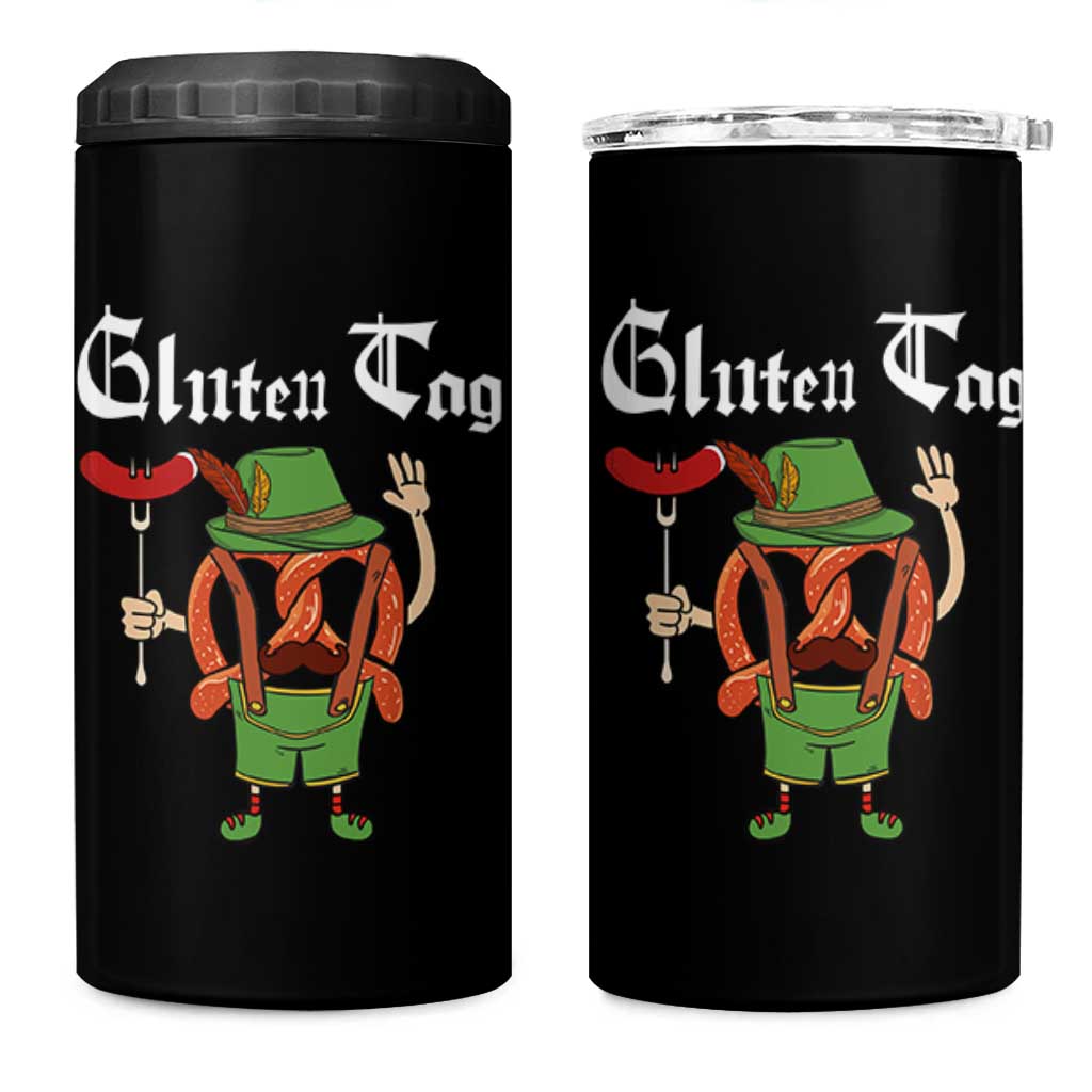 Funny Pretzel 4 in 1 Can Cooler Tumbler Guten Tag Lederhosen Bratwurst Oktoberfest - Wonder Print Shop