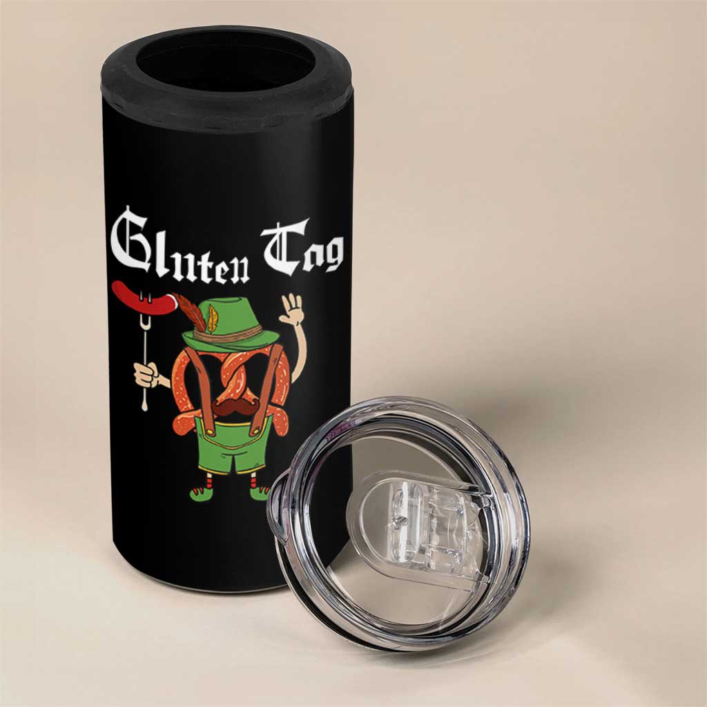 Funny Pretzel 4 in 1 Can Cooler Tumbler Guten Tag Lederhosen Bratwurst Oktoberfest - Wonder Print Shop