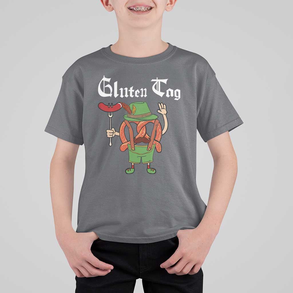 Funny Pretzel T Shirt For Kid Guten Tag Lederhosen Bratwurst Oktoberfest - Wonder Print Shop