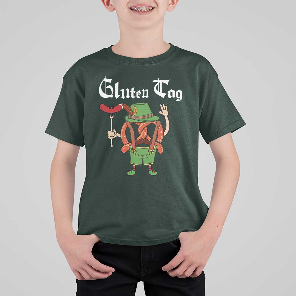 Funny Pretzel T Shirt For Kid Guten Tag Lederhosen Bratwurst Oktoberfest - Wonder Print Shop