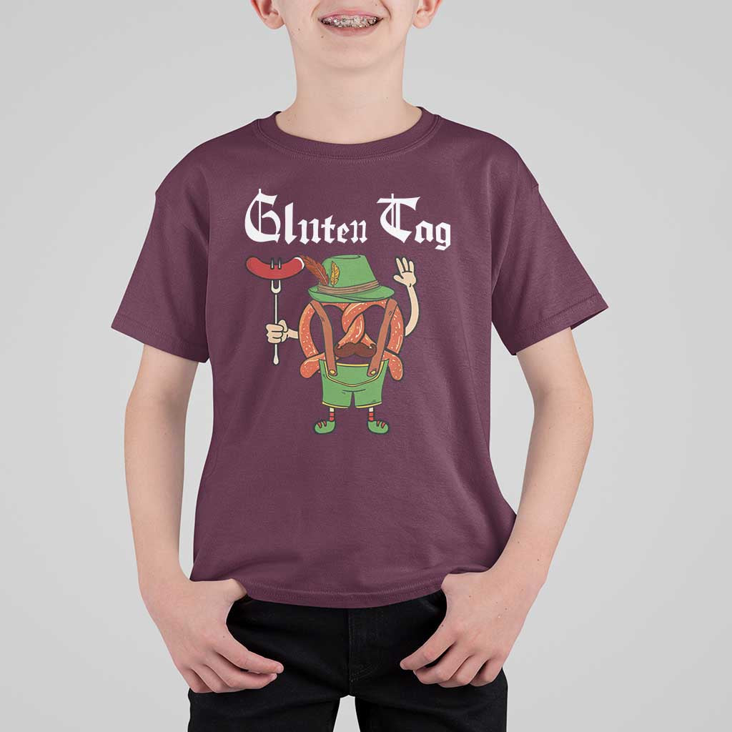 Funny Pretzel T Shirt For Kid Guten Tag Lederhosen Bratwurst Oktoberfest - Wonder Print Shop