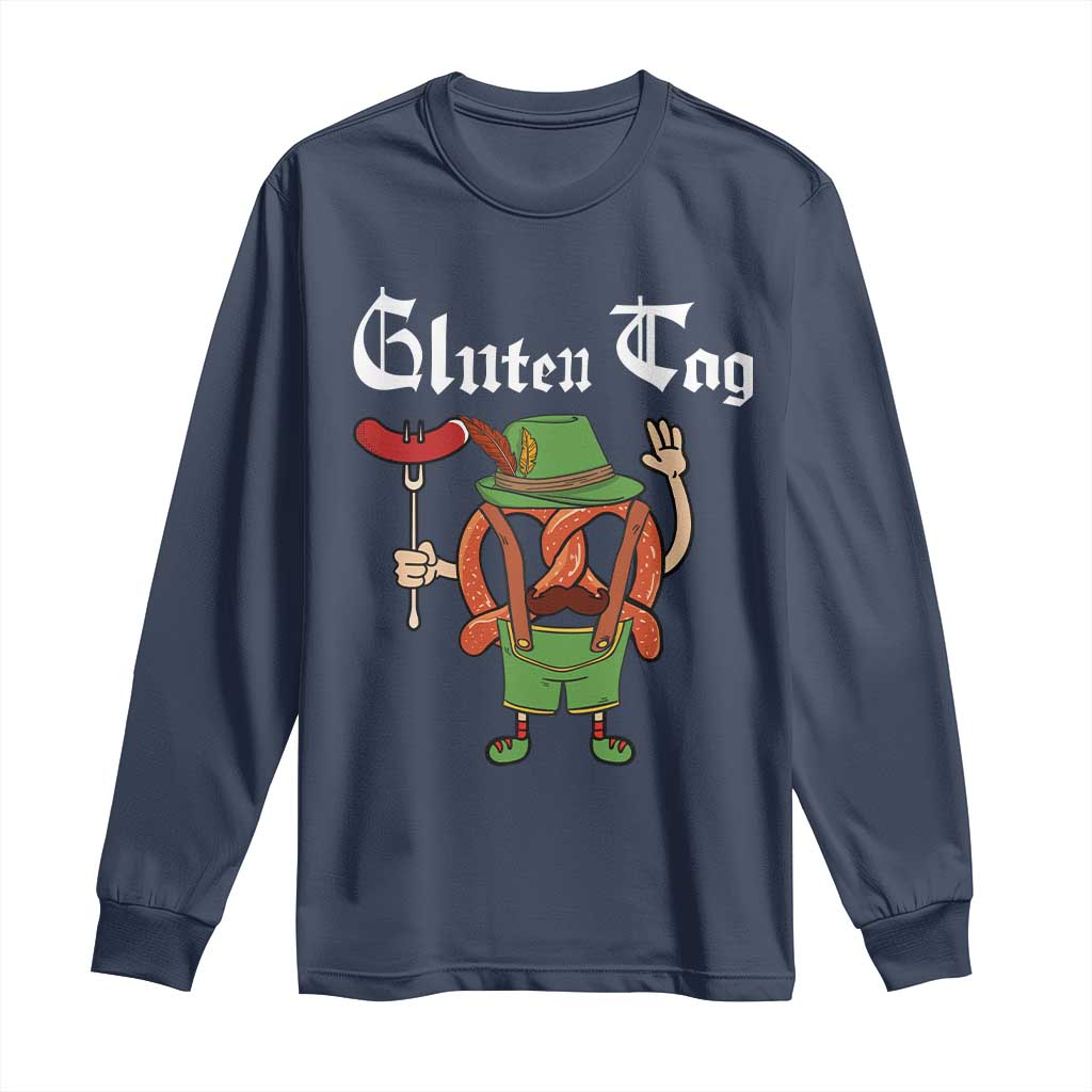 Funny Pretzel Long Sleeve Shirt Guten Tag Lederhosen Bratwurst Oktoberfest - Wonder Print Shop