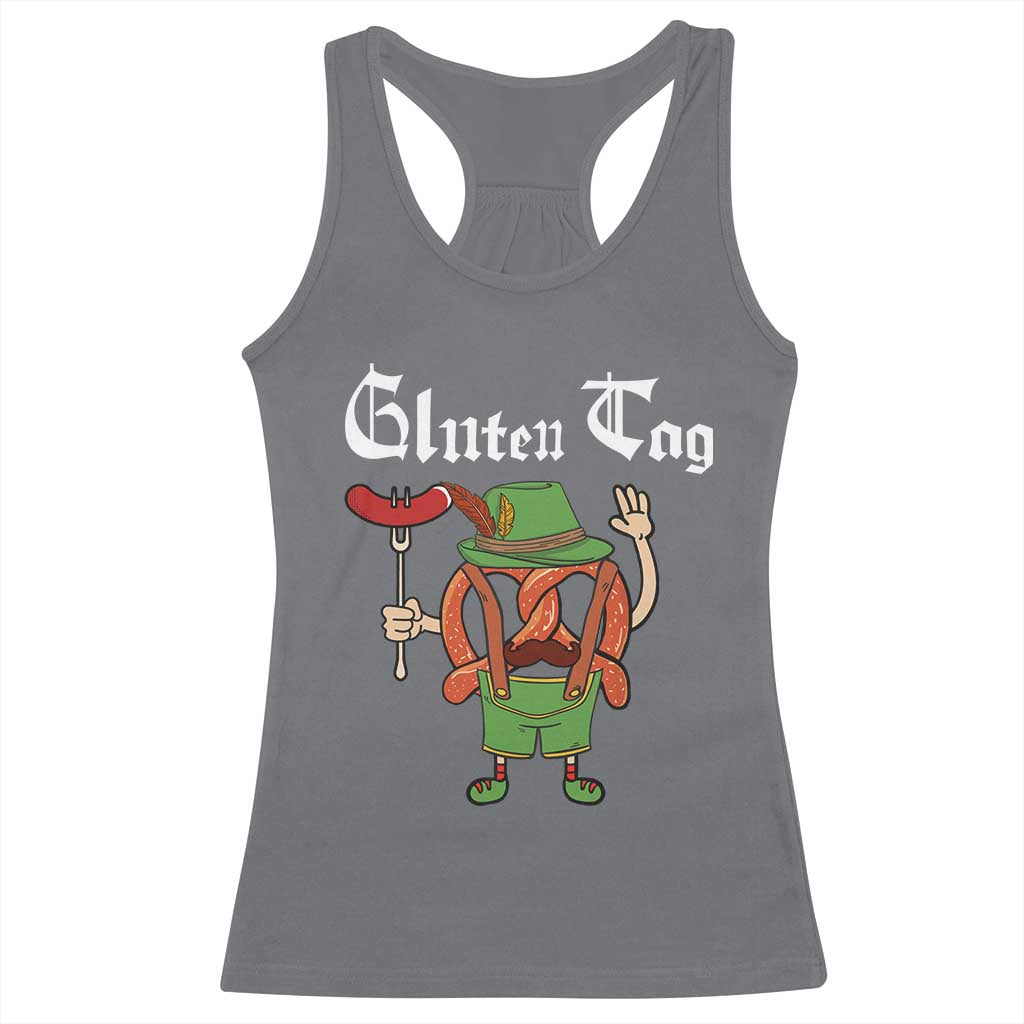 Funny Pretzel Racerback Tank Top Guten Tag Lederhosen Bratwurst Oktoberfest - Wonder Print Shop