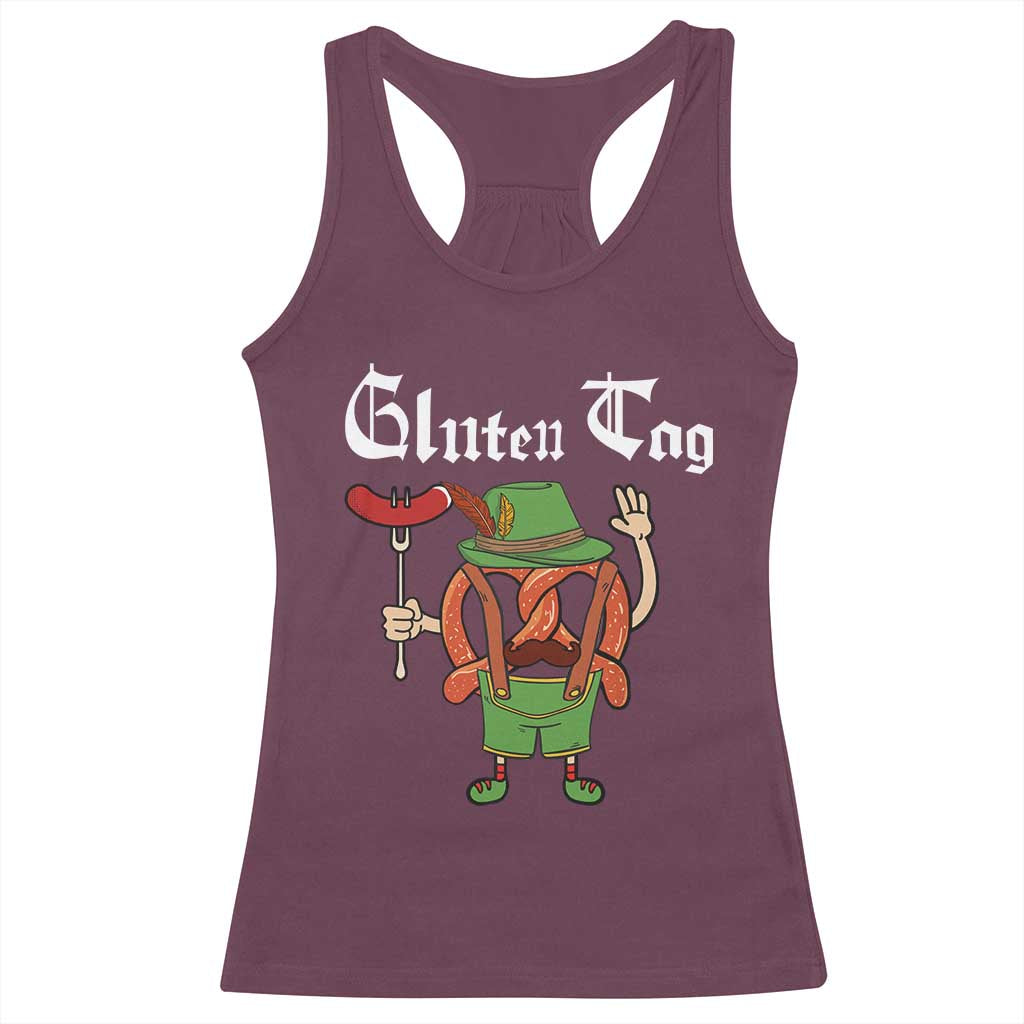 Funny Pretzel Racerback Tank Top Guten Tag Lederhosen Bratwurst Oktoberfest - Wonder Print Shop