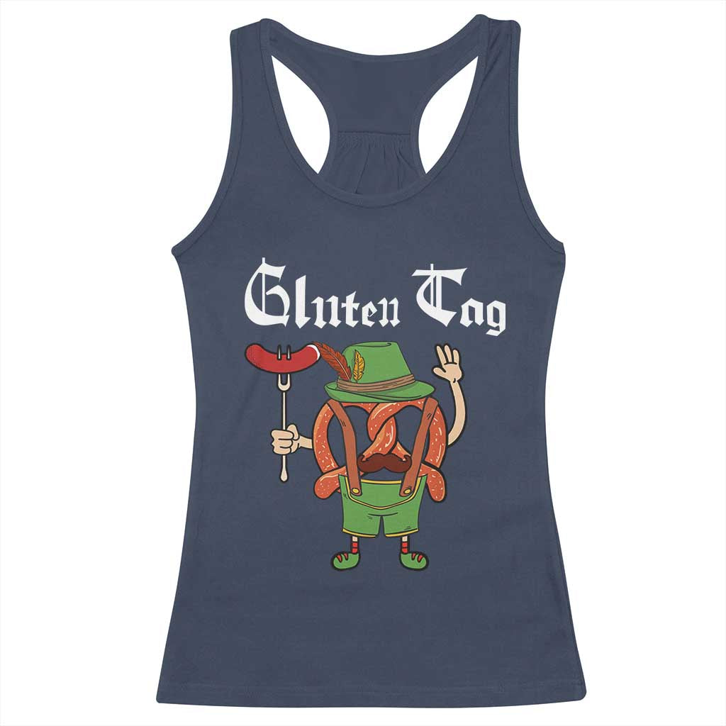 Funny Pretzel Racerback Tank Top Guten Tag Lederhosen Bratwurst Oktoberfest - Wonder Print Shop