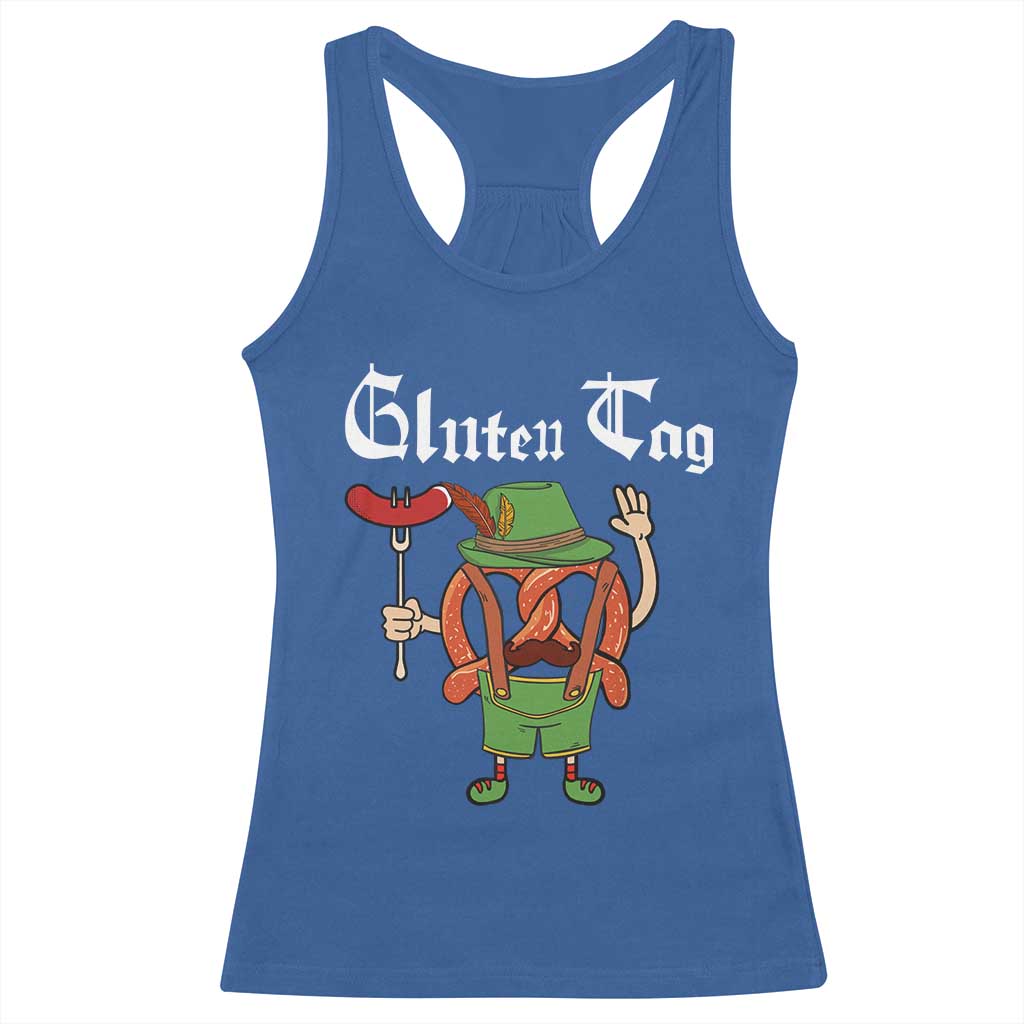 Funny Pretzel Racerback Tank Top Guten Tag Lederhosen Bratwurst Oktoberfest - Wonder Print Shop