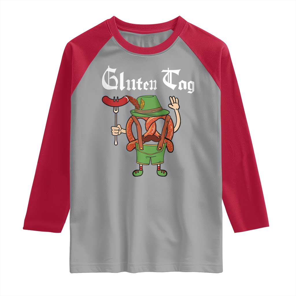 Funny Pretzel Raglan Shirt Guten Tag Lederhosen Bratwurst Oktoberfest - Wonder Print Shop