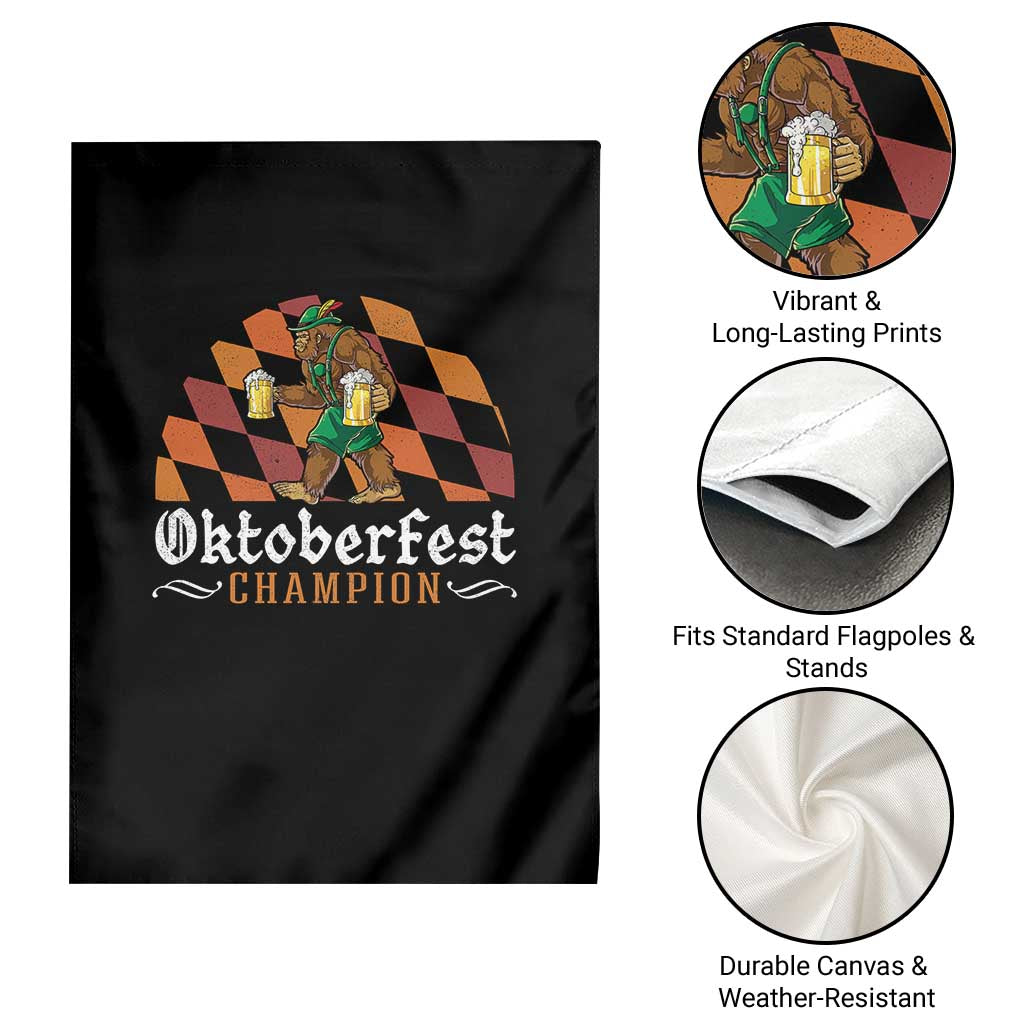 Funny Bigfoot Garden Flag Oktoberfest Champion Beer Lederhosen - Wonder Print Shop