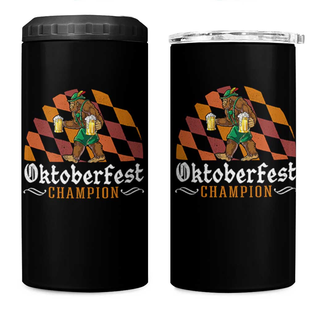 Funny Bigfoot 4 in 1 Can Cooler Tumbler Oktoberfest Champion Beer Lederhosen - Wonder Print Shop