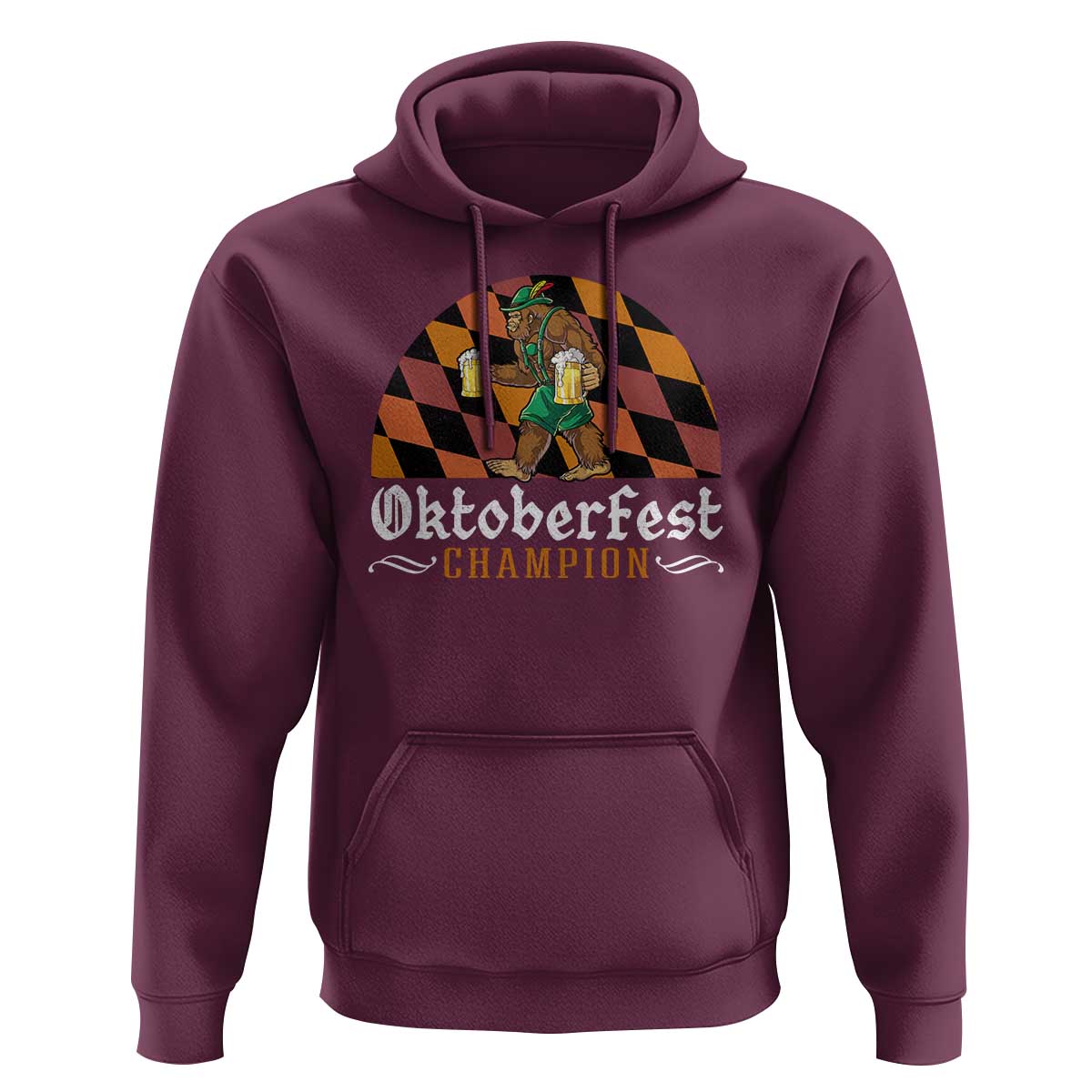 Funny Bigfoot Hoodie Oktoberfest Champion Beer Lenderhosen - Wonder Print Shop