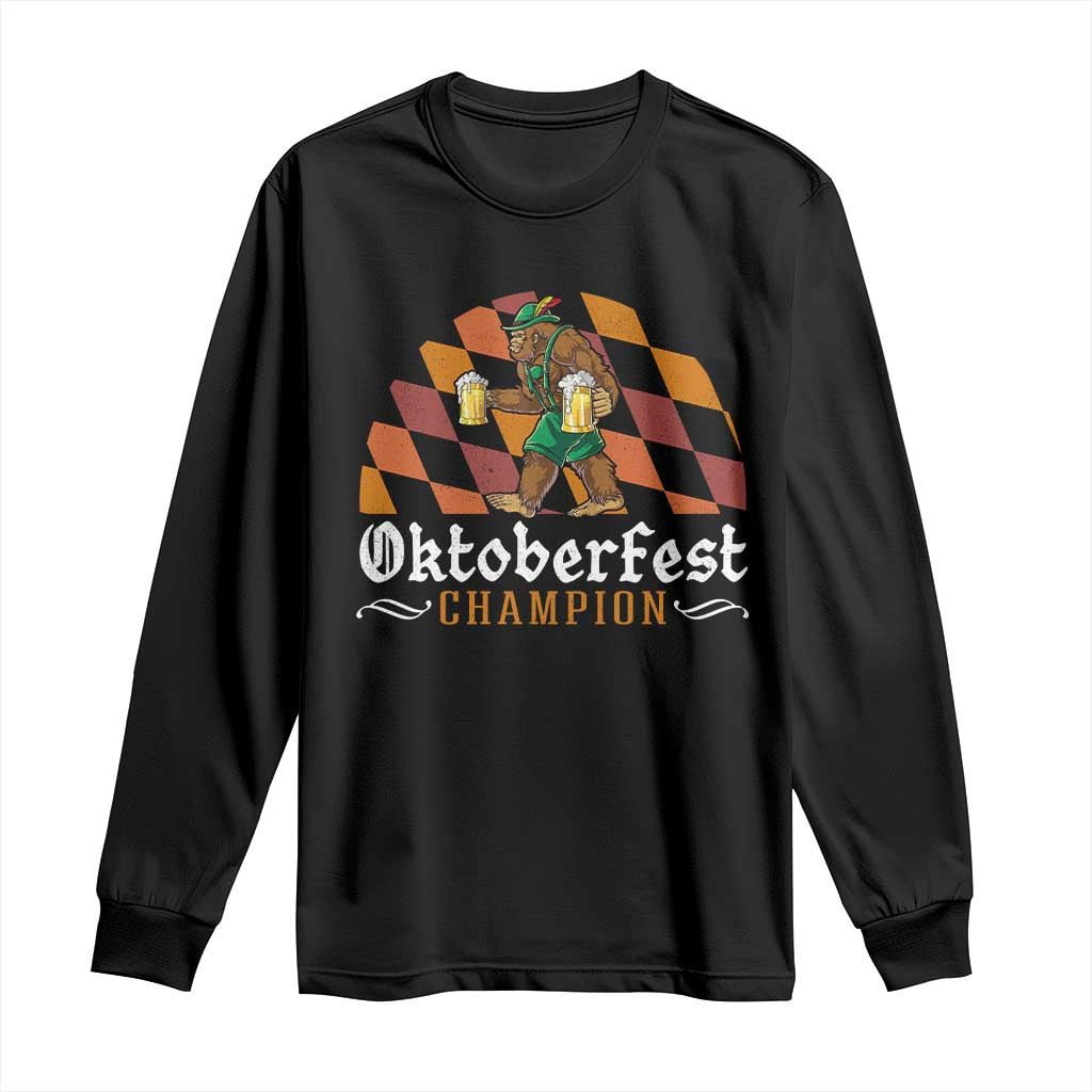 Funny Bigfoot Long Sleeve Shirt Oktoberfest Champion Beer Lederhosen - Wonder Print Shop