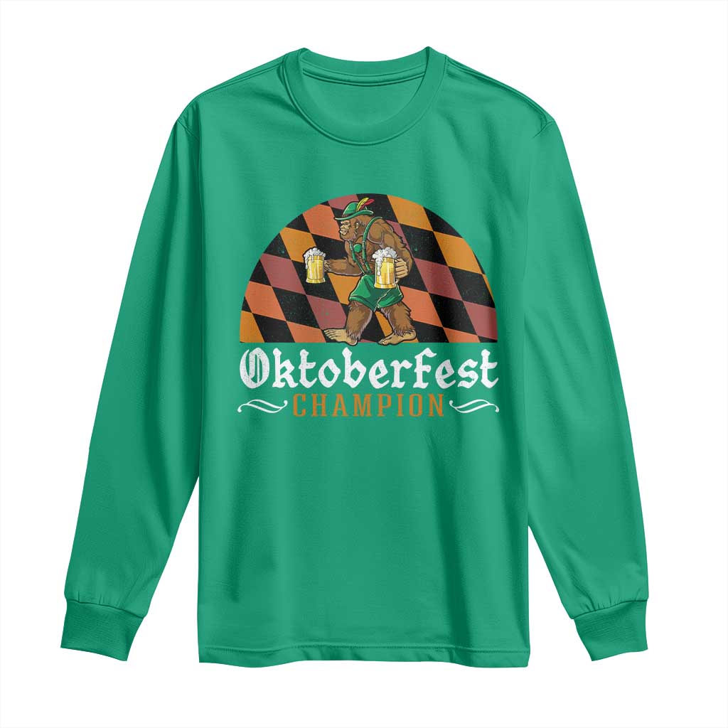 Funny Bigfoot Long Sleeve Shirt Oktoberfest Champion Beer Lederhosen - Wonder Print Shop