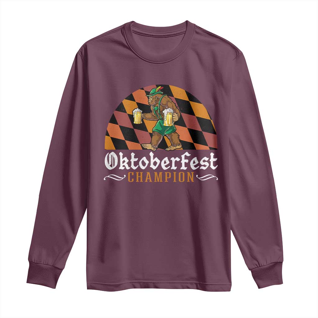 Funny Bigfoot Long Sleeve Shirt Oktoberfest Champion Beer Lederhosen - Wonder Print Shop