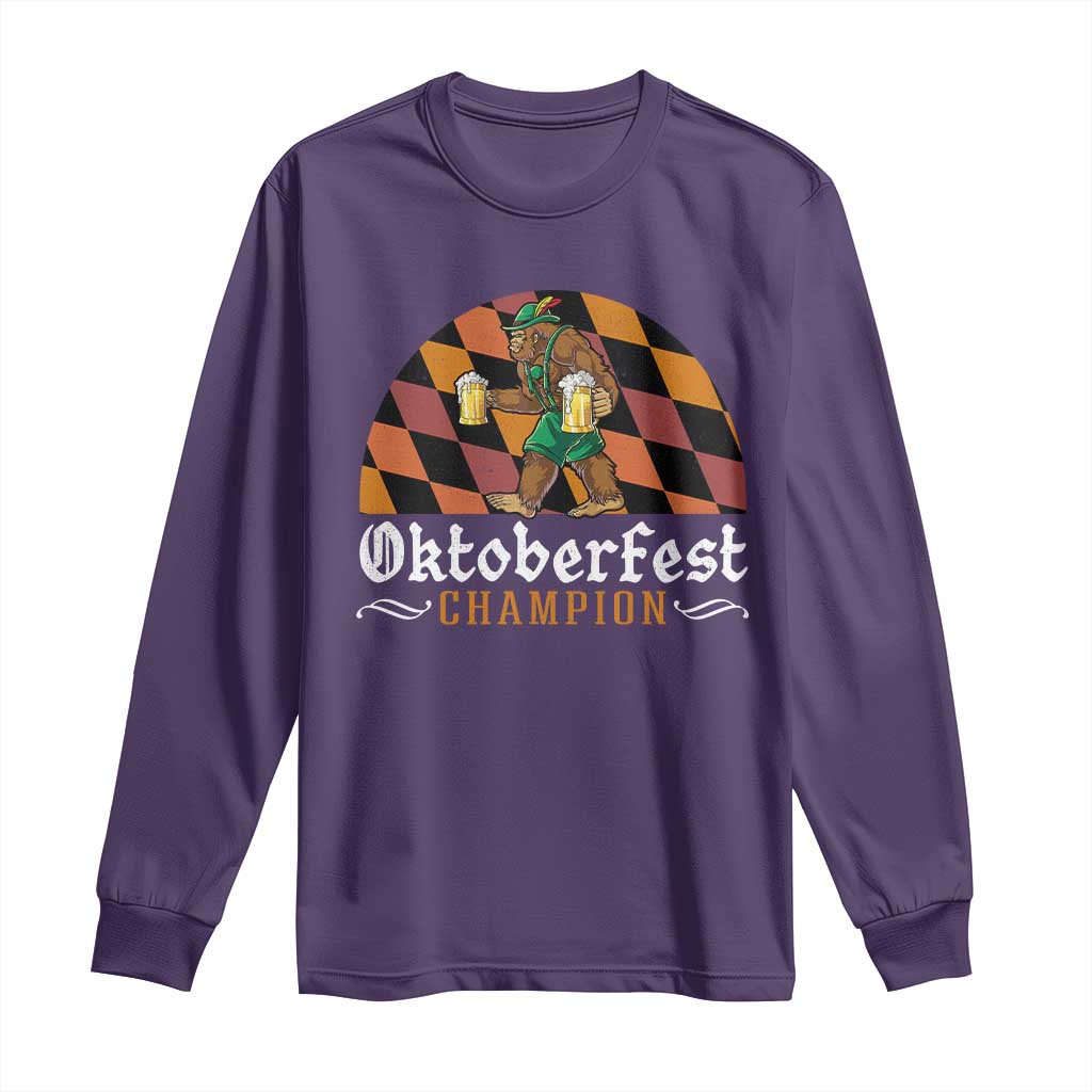 Funny Bigfoot Long Sleeve Shirt Oktoberfest Champion Beer Lederhosen - Wonder Print Shop