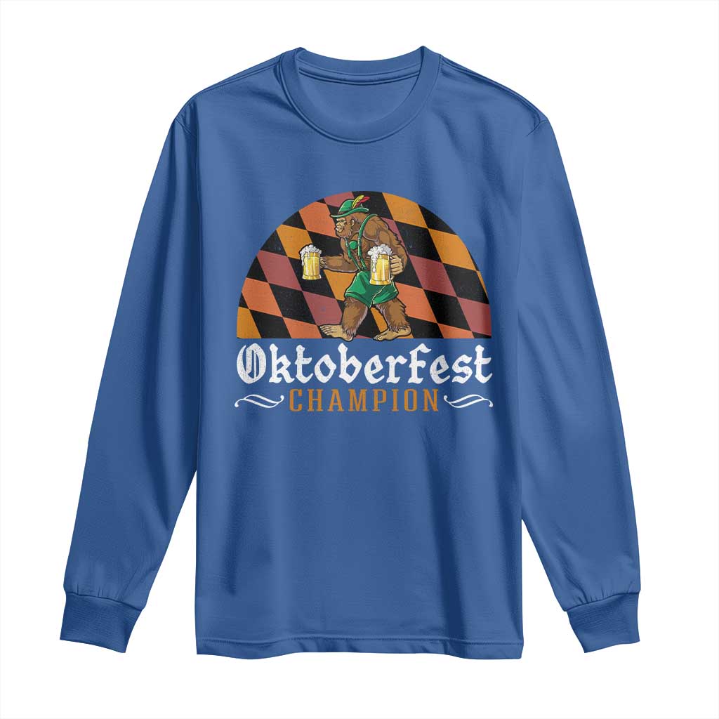 Funny Bigfoot Long Sleeve Shirt Oktoberfest Champion Beer Lederhosen - Wonder Print Shop