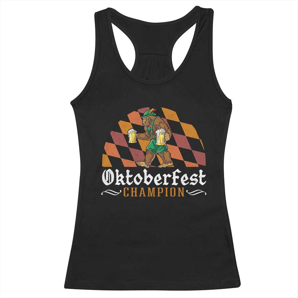 Funny Bigfoot Racerback Tank Top Oktoberfest Champion Beer Lederhosen - Wonder Print Shop