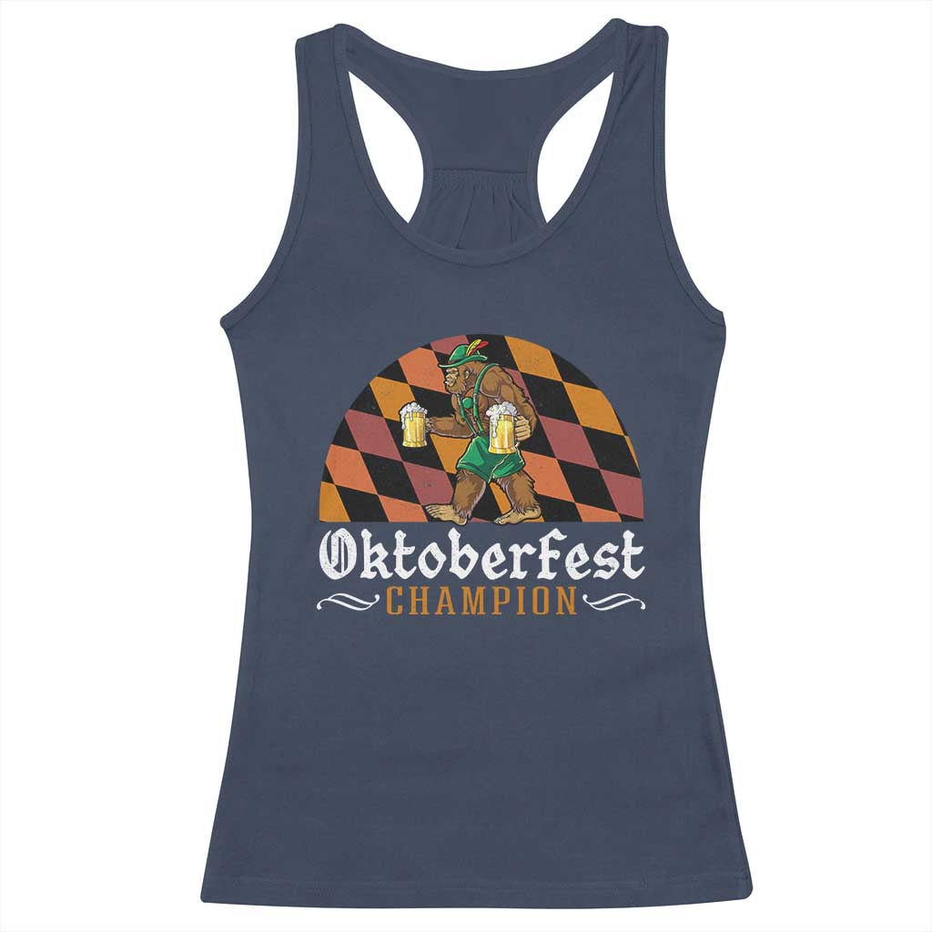 Funny Bigfoot Racerback Tank Top Oktoberfest Champion Beer Lederhosen - Wonder Print Shop