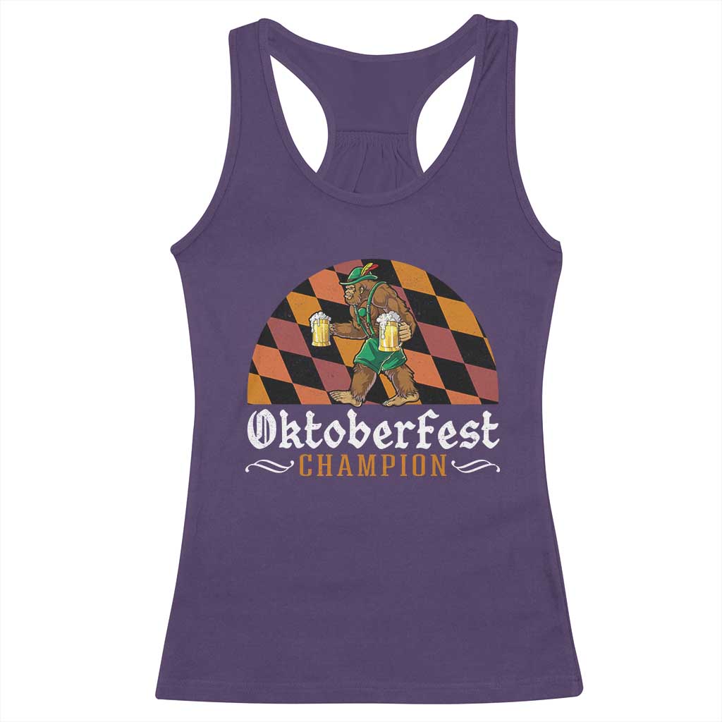 Funny Bigfoot Racerback Tank Top Oktoberfest Champion Beer Lederhosen - Wonder Print Shop