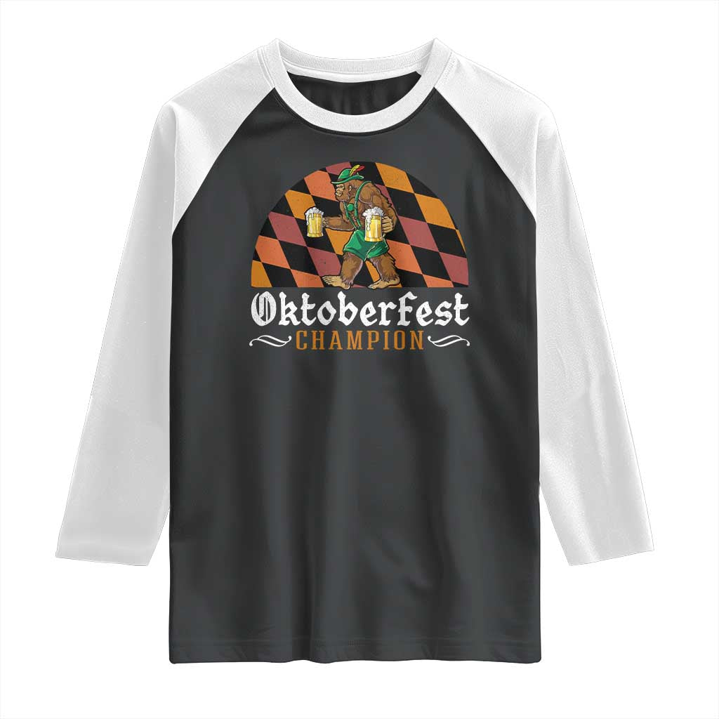 Funny Bigfoot Raglan Shirt Oktoberfest Champion Beer Lederhosen - Wonder Print Shop