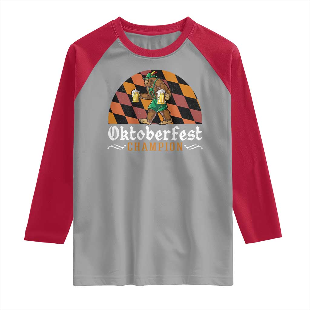 Funny Bigfoot Raglan Shirt Oktoberfest Champion Beer Lederhosen - Wonder Print Shop
