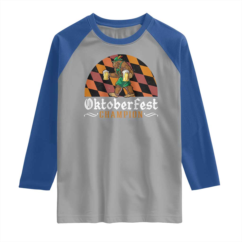 Funny Bigfoot Raglan Shirt Oktoberfest Champion Beer Lederhosen - Wonder Print Shop